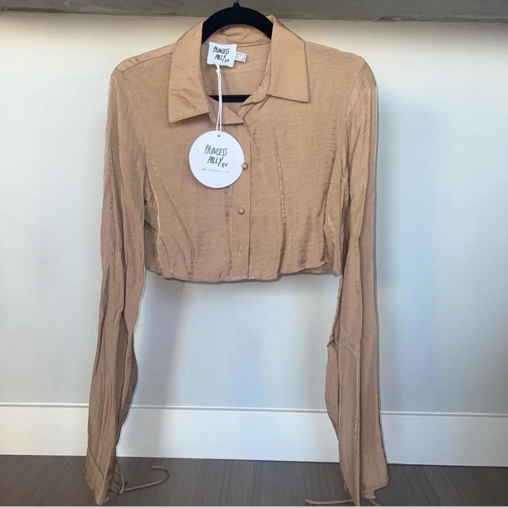 PRINCESS POLLY: Forbidden Cropped Shirt - Brown